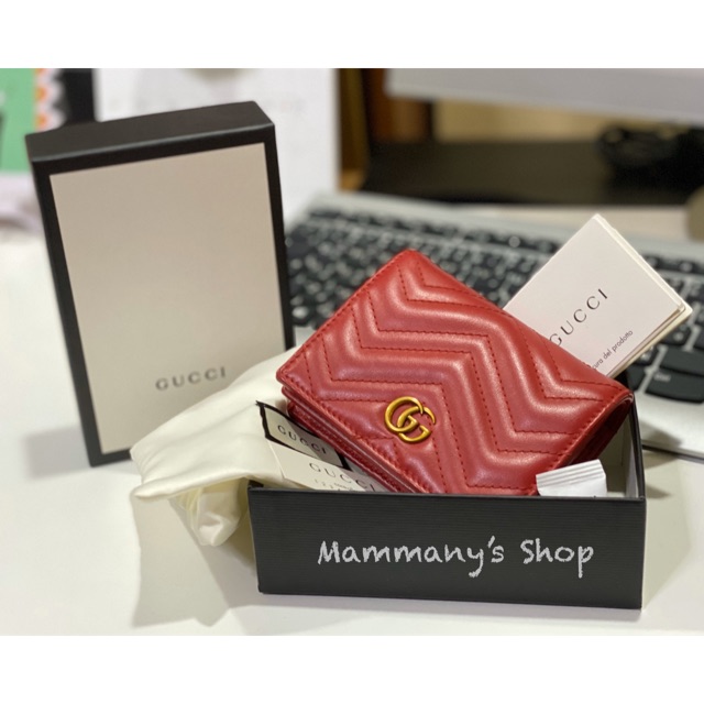(Used ราคาดี๊ดี) Gucci marmont mini wallet in Red ❤️