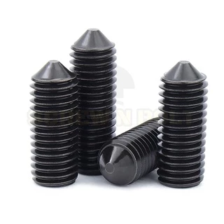 สกรู ตัวหนอน ขัน หกเหลี่ยม ปลายแหลม เหล็กแข็ง 12.9 เกลียวมิล หยาบ M5 M6 M8 / Hex Socket Set Screw Cone Point Gr. 12.9