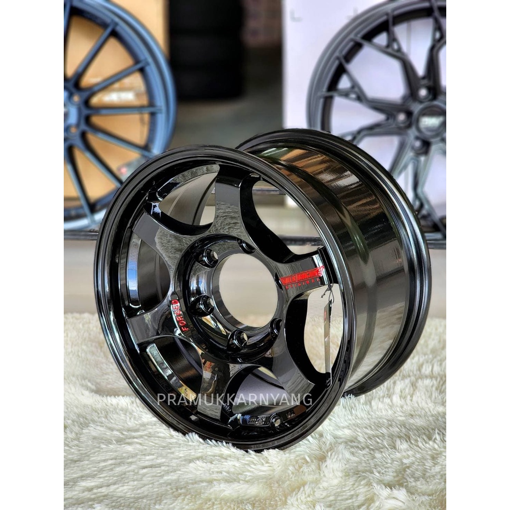 ล้อแม็กขอบ15 แม็กรถกระบะขอบ15 TE37 SUV แม็ก6รู แม็ก5รู  แม็กสีดำหยอดแดง 15x8.0 6h139.7 5h114.3 ET+20