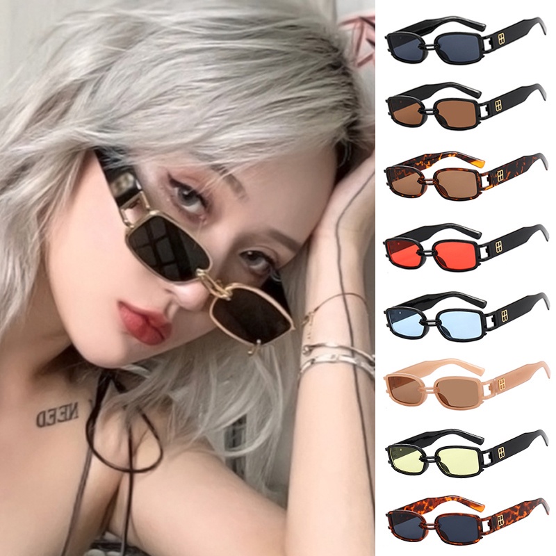 【พร้อมส่ง】COD ย้อนยุค กรอบเล็ก ผู้หญิง สี่เหลี่ยม แว่นตากันแดด ที่มีสีสัน แว่นตากันแดด หญิง ฮิปฮอป ชาย กลางแจ้ง ป่า แว่นตากันแดด