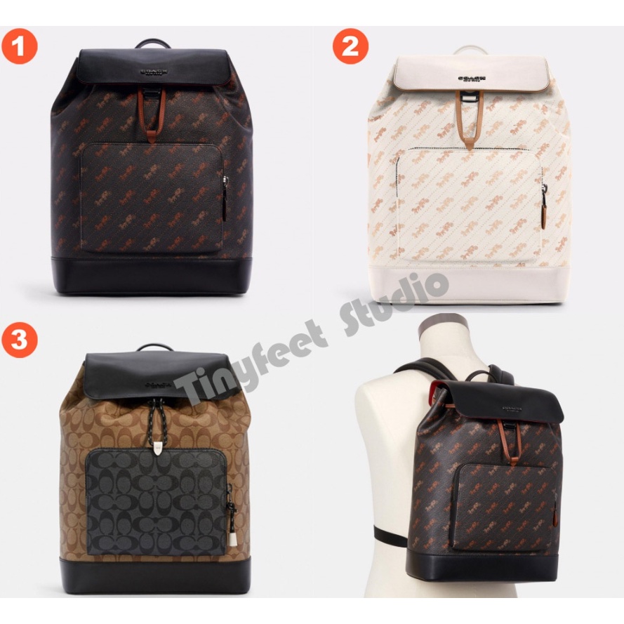 Coach C4135 Turner Backpack with Horse And Carriage Dot Print Women Men Bag . กระเป๋าเป้