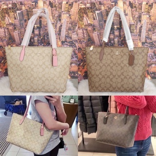 Coach แท้🔥🔥 โทส 16” ซิปบนใบใหญ่ ZIP TOP TOTE IN SIGNATURE CANVAS (COACH #4455)