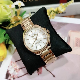 ⌚New Coach Tristen Analog Business Quartz / Gold tone  Ladies Watch ⌚หน้าปัด  38 mm ️ อุปกรณ์ 👉มีครบ