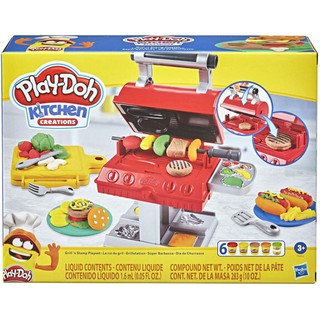 Play-Doh Kitchen Creations Grill n Stamp Playset with 6 Non-Toxic Modeling Compound Colors and 7 Barbecue Accessories