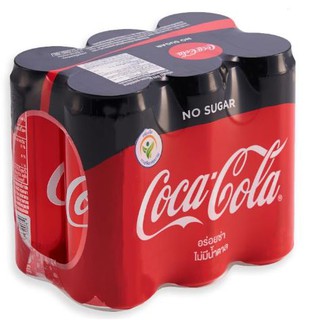 โค้ก ซีโร่ โค้กแคน ขนาด 325ml ยกแพ็ค 6กระป๋อง ไม่มีน้ำตาล COKE COCA COLA ZERO CAN NO SUGAR