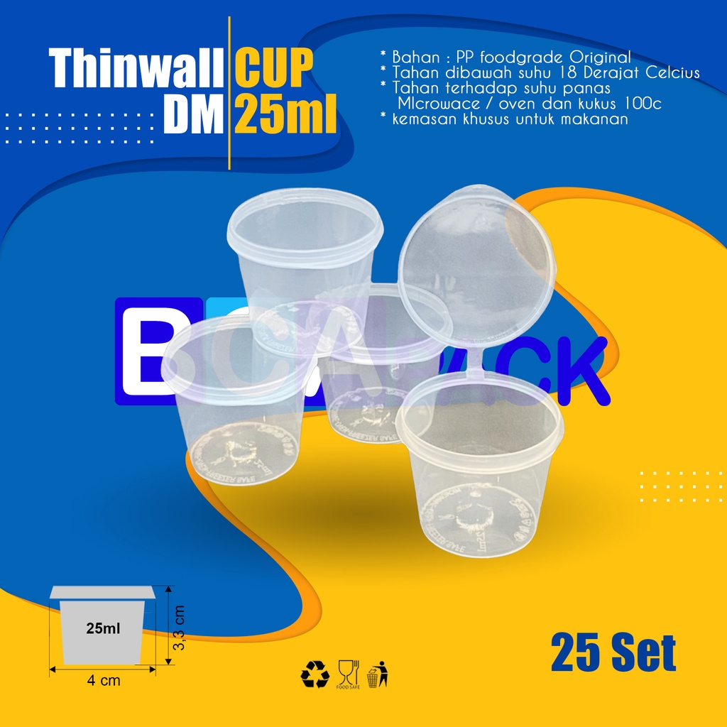 THINWALL SAUCE CUP 25 ML - SAMBAL CUP.- SAUCE CUP - 50 ชิ้น
