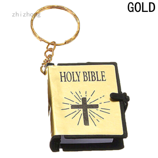 zhizhong  Mini Keychains English HOLY BIBLE Religious Christian Jesus Book Keyring