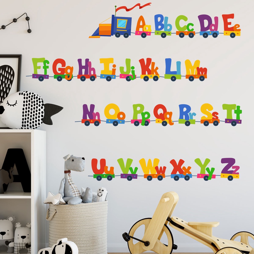 Early Education ABC สติกเกอร์ตัวอักษรตกแต่งห้องเรียนนักเรียนโต๊ะวอลล์เปเปอร์