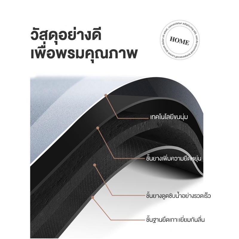 พรมเช็ดเท้ากันลื่น เกรดA ไดอะตอม แบบแห้งเร็ว 60x40cm ดูดซับน้ำได้ดี พรมเช็ดเท้า แห้งไว แผ่นดูดซับไดอะตอม พรมห้องน้ำ - รูปที่ 3