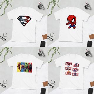 เสื้อยืด พิมพ์ลายการ์ตูนซุปเปอร์ฮีโร่ Marvel Avengers Iron Man Captain America Spiderman Hulk สําหรับเด็กผู้ชาย และเด็กผู้หญิง