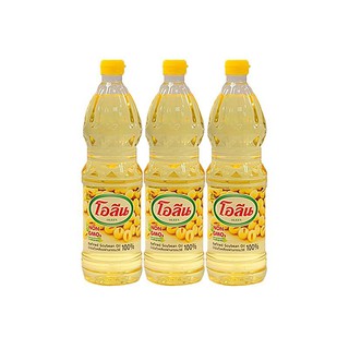 โอลีน น้ำมันถั่วเหลืองบรรจุขวด 1 ลิตร แพ็ค x 3 ขวด  Olein soybean oil, bottled 1 liter, pack x 3 bottles