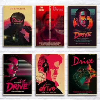 โปสเตอร์กระดาษคราฟท์ พิมพ์ลายภาพยนต์ Drive ryan gosling สําหรับตกแต่งผนังบ้าน