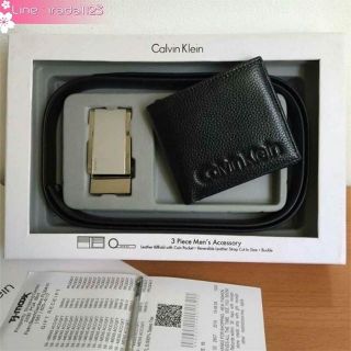 Limited Edition CALVIN KIEIN LEATHER BELT &amp; WALLET SET ของแท้ ราคาถูก