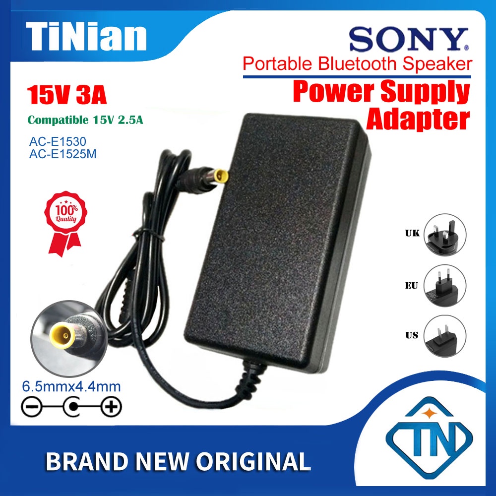 อะแดปเตอร์พาวเวอร์ 15V 3A 2.5A AC DC AC-E1525M AC-E1530 สําหรับลําโพงบลูทูธไร้สาย Sony SRS-XB3 SRS-X