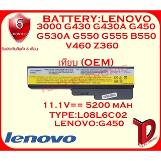 BATTERY:LENOVO G450 เทียบ OEM ใช้ได้กับรุ่น  Lenovo 3000 G430 G430A G450 G530A G550 G555 B550 V460 Z360