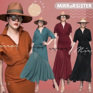 🔖ป้าย MiRRoRSiSTER 10514.3 ชุดเซ็ทเสื้อคู่กระโปรง ตัวเสื้อเป็นเชิ้ต กระโปรงทรงหางปลาชายระบาย