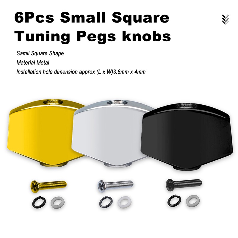 6 ชิ้นโลหะขนาดเล็กสแควร์รูปร่างกีตาร์ปรับแต่ง Peg Tuners Machine Handle Replacemen ปุ่มเคล็ดลับ