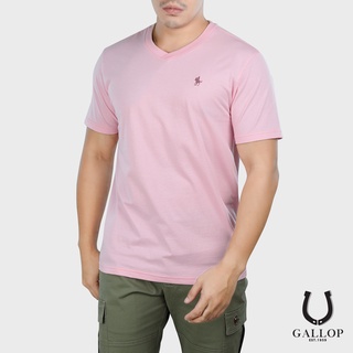 GALLOP : เสื้อยืดคอวี BASIC -T-SHIRT (V-necked) GNP9001 สีชมพู