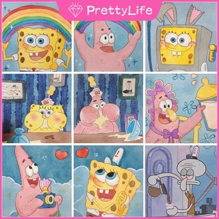 พร้อมส่ง ภาพวาดปักเพชร ผ้าแคนวาส ลายการ์ตูน Spongebob 5D ขนาด 30x30 ซม. สําหรับตกแต่งผนังบ้าน DIY