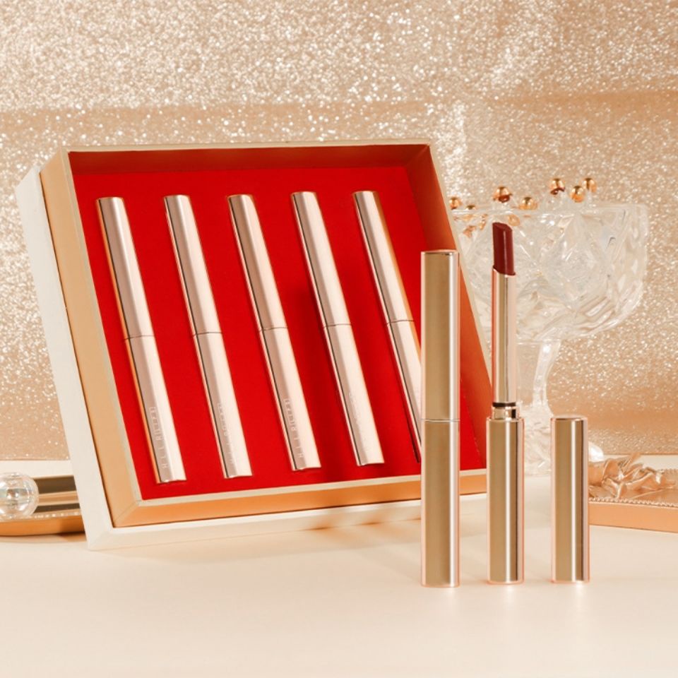 Perfect small thin tube lipstick set box fivepiece matte velvet