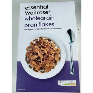 Essential Waitrose Wholegrain Bran Flakes750 อาหารเช้า ข้าวสาลีอบกรอบ เวทโทรส  750 กรัม