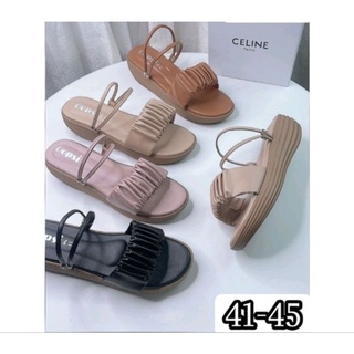 พร้อมส่ง👠sz.41-45  รองเท้าส้นเตารีด หน้าย่นใส่ได้ 3 แบบรองเท้าไซส์ใหญ่