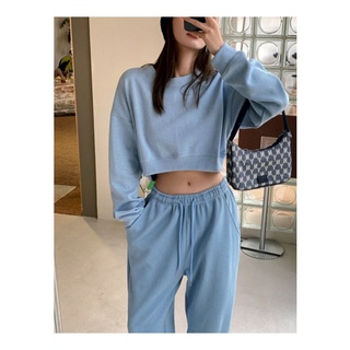 พร้อมส่ง🔥 Buleberry set sweatshirt &amp; pant — เซ็ตเสื้อครอปกางเกงขายาวสายฝอ