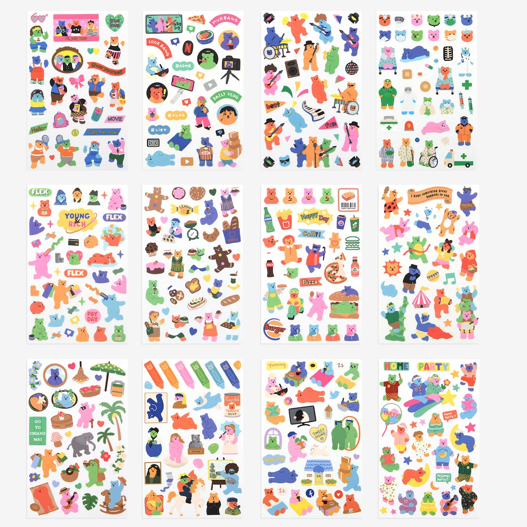 Jelly Bear Sticker ลาย 17-24 สติ๊กเกอร์เจ้าหมีจิ๋ว จาก Dailylike ลิขสิทธิ์แท้