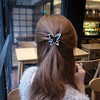 * ผู้หญิง Rhinestone ผีเสื้อ Hairclip ผมหางม้า Holder อุปกรณ์เสริมผม