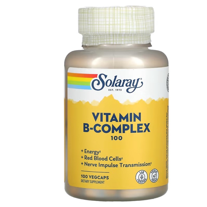 Vitamin B Complex 100 วิตามินบีรวม100 , B100 , B 100  บี100 VegCaps, Solaray