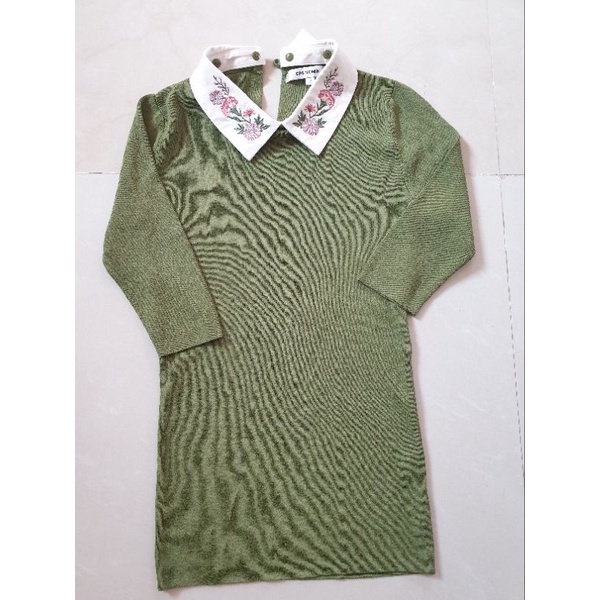 เสื้อ cps xs สีเขียวขี้ม้าคอปกถอดได้