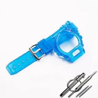 สายและเคส สําหรับ Casio G-SHOCK DW-6900 DW-6600 DW-6930 DW-3230 สายนาฬิกาซิลิโคนใส สําหรับ Gshock DW6900 DW660