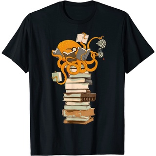 เสื้อยืดผ้าฝ้ายพรีเมี่ยม ใหม่ล่าสุด เสื้อยืด ผ้าฝ้าย พิมพ์ลาย Reading Octopus tea สีกาแฟ และหนังสือ สําหรับผู้ชาย UGGW