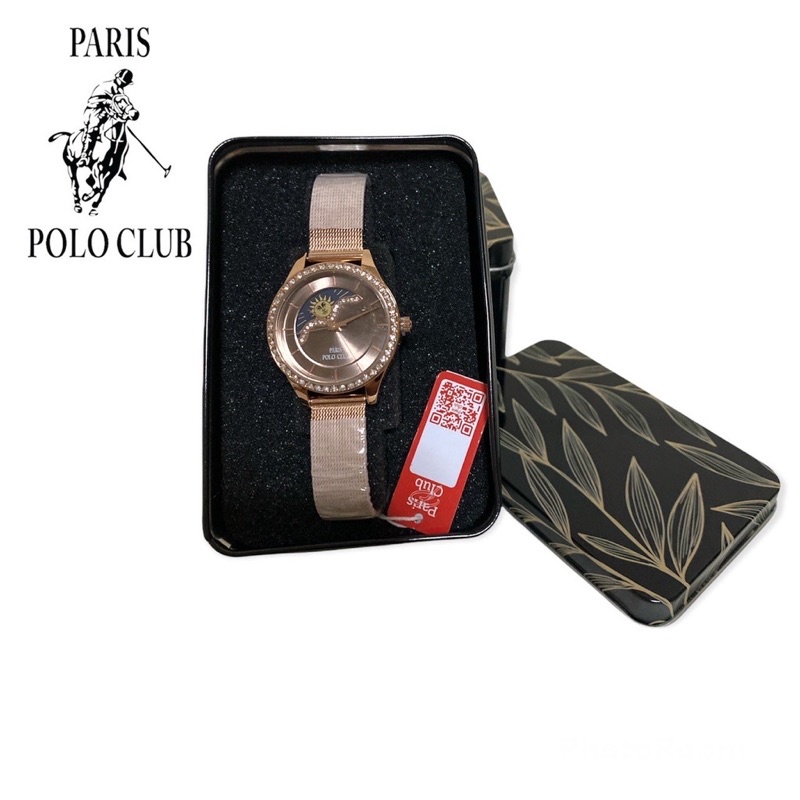 นาฬิกาแบรนด์แท้ 100% Paris Polo Club  ผู้หญิงสีโรสโกลด์ ✅จัดส่งฟรี