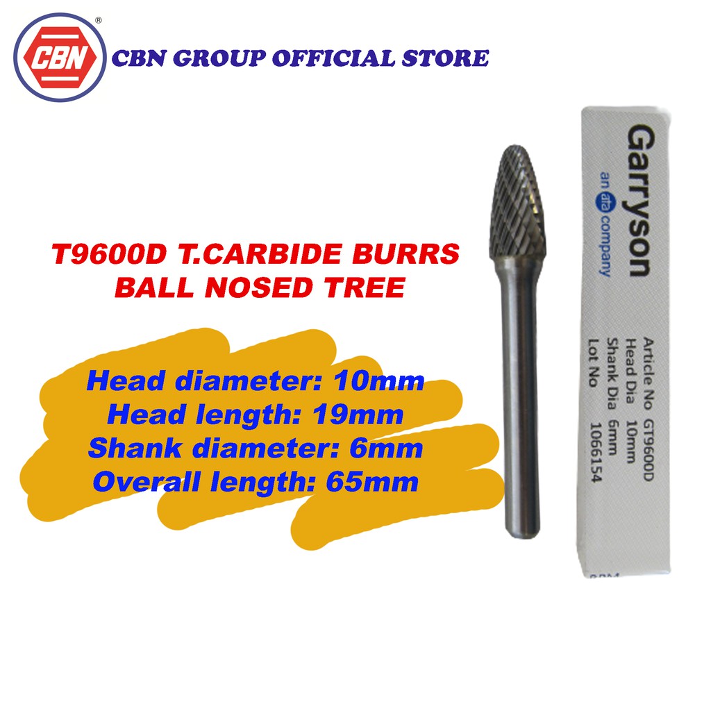 GRIRYSON - GT9600D T.CARBIDE BURRS BALL NOSED TREE