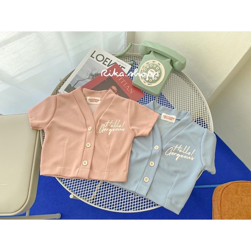 *ส่งต่อ* hello crop ครอปผ้าร่องคอเสื้อทรงคอวี ร้าน rika.shopp