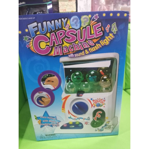 ตู้หมุนไข่กาชาปอง funny capsule machine with sound&flashlight พร้อมไข่กาชาปอง 6 ลูก