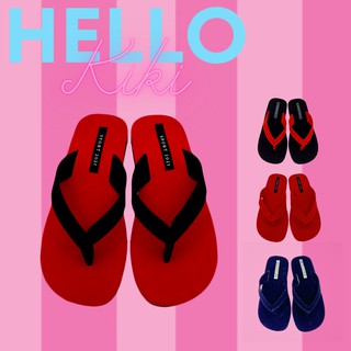 SSS Hello Kiki 37-41 รองเท้าแตะ หูคีบ กำมะหยี่ สำหรับผู้หญิง หวานอมเปรียว นุ่ม เบา ใส่สบาย(ดำ,แดง,ดำ/แดง,แดง/ดำ)