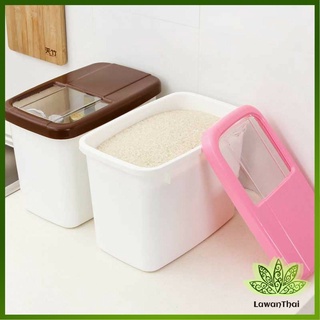 Lawan ถังเก็บข้าวสารพร้อมถ้วยตวง กล่องเก็บข้าวสารกันแมลง กันความชื้น Rice Storage Box with Cup