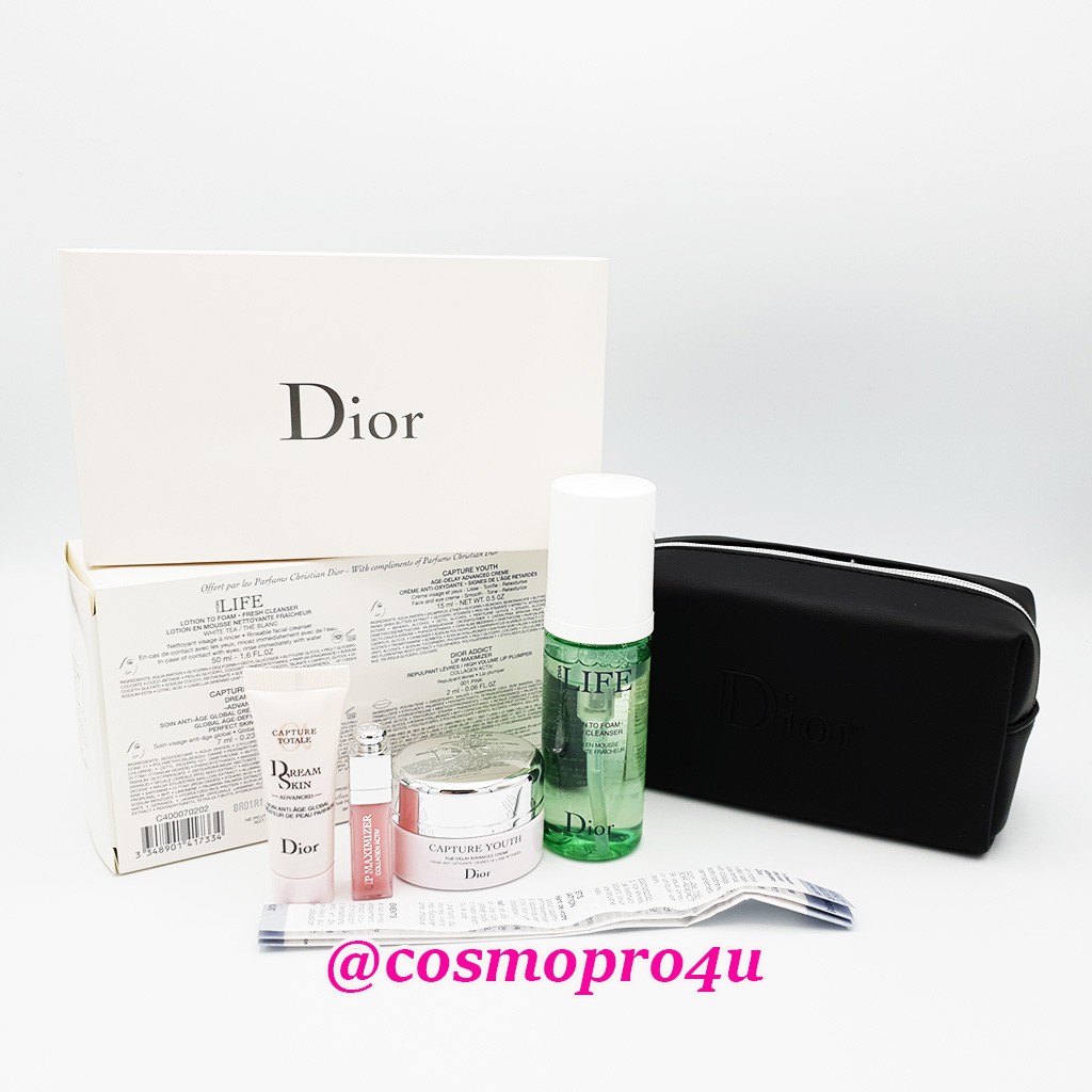 (set) ชุด Dior บำรุงหน้าปาก+กระเป๋าสีดำ ดิออร์ : LotionCleanser 50ml+DreamSkin 7ml +ครีม CaptureYouth 15ml + ลิปคอลลาเจน