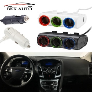 BKK AUTO Car Charger 5V/3.1A 15.5W ปลั๊กขยายสำหรับช่องที่จุดบุหรี่ในรถยนต์ 3 ช่อง พร้อมช่อง USB 2 port