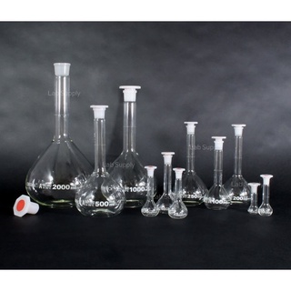 (USP Grade) Volumetric Flask with Plastic Stopper (Class A) 5, 200, 1000ml. ขวดวัดปริมาตร จุกปิดพลาสติก เกรด USP