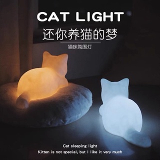 โคมไฟน้องแมว เรืองแสง Cat Lamp โคมไฟตั้งโต๊ะ โคมไฟตกเเต่งห้อง ตุ๊กตาแมว น่ารัก กดปุ่มเดียว เปลี่ยนแสงได้หลากอารมณ์