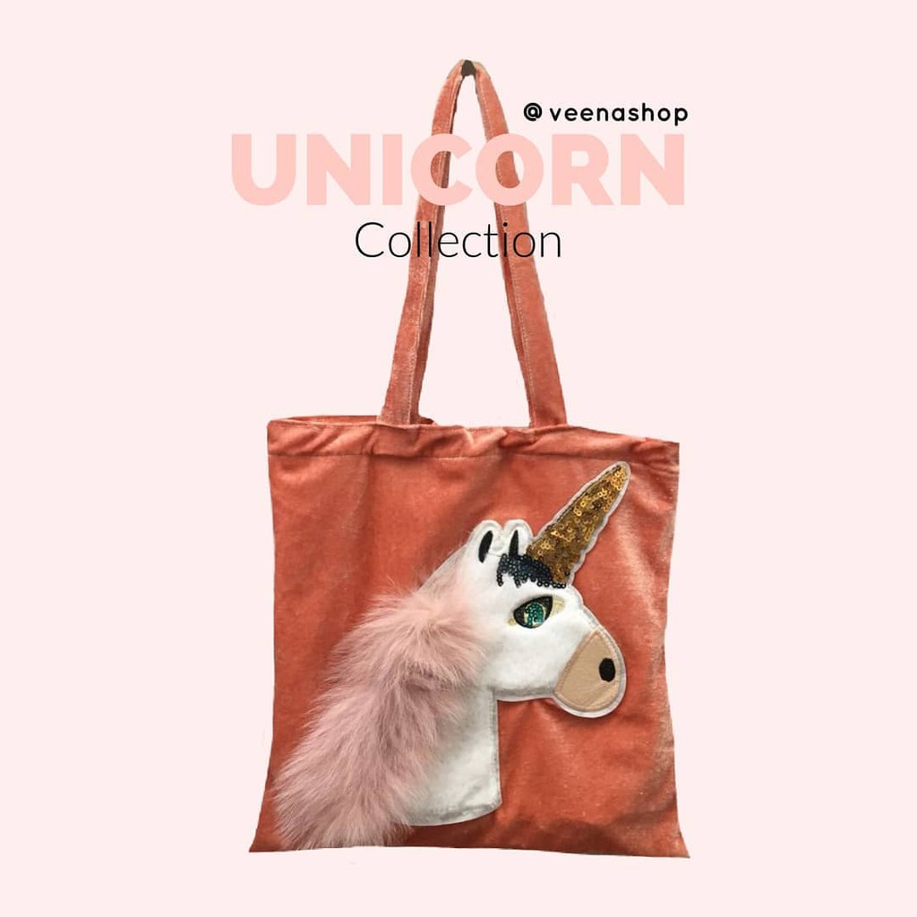 Veena Unicorn collection กระเป๋าผ้า ลายยูนิคอร์น