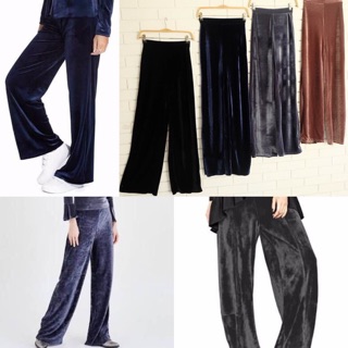 velvet pants กางเกงเอวสูงขายาวทรงกระบอก