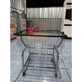 พร้อมส่ง 😍 รถเข็นผ้าร้านสะดวกซัก ขนาดตะกร้า 40*50*25 ซม. ตะกร้าผ้ามีล้อเลื่อน 😍 (1 ชิ้น ต่อ 1 ออเดอร์)