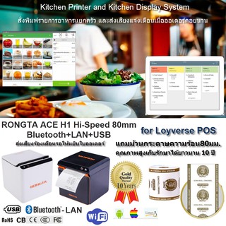 เครื่องพิมพ์ใบเสร็จความเร็วสูง 80มม.รุ่น Rongta ACE H1 Bluetooth/LAN-WiFi/USB เร็ว ทนทาน ดีไซน์Cubeสวย มาตรฐาน Epson POS