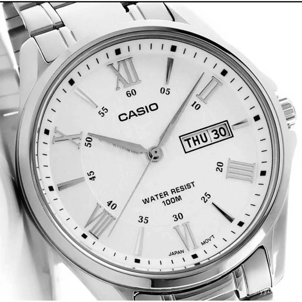 Casio นาฬิกาข้อมือผู้ชาย เลขโรมัน กันน้ำ 100M สายสแตนเลส รุ่น MTP-1384 3fQz