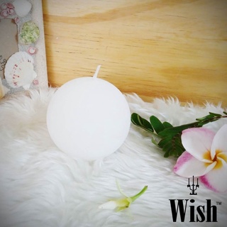 เทียนลูกบอล Ball Candle  ไร้ควัน ไร้กลิ่น ขนาด 7.5 cm. White &amp; Ivory