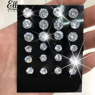 เครื่องประดับผู้หญิงต่างหูกระดุม cz cubic zirconia 12 คู่/ชุด